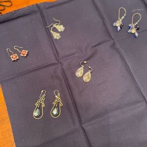 Four pairs various hanging earrings unique colors and designs